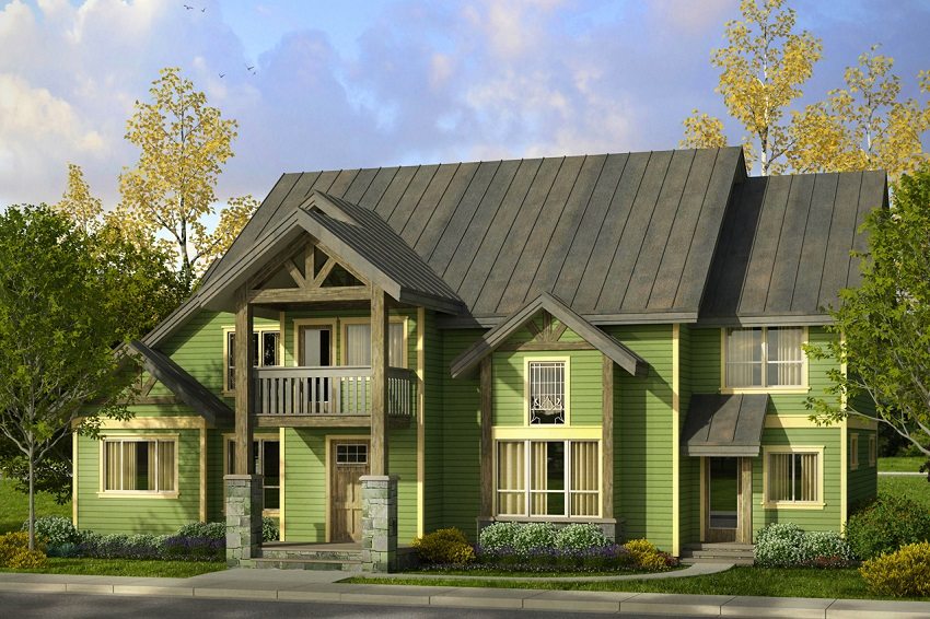 3. Зеленый цвет стен и сочетающийся с ним оттенок крыши идеально вписывает дом в окружающий ландшафт, проект в экологическом стиле.jpg