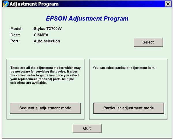 Epson InkReset adjustment programs
