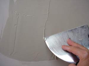 photo skim coating over damage from paint bubbles