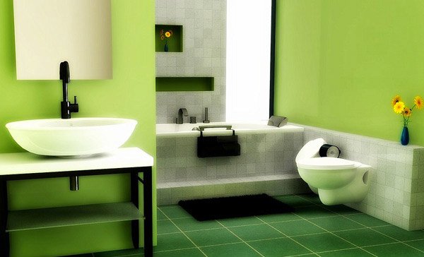 green floor Bathroom