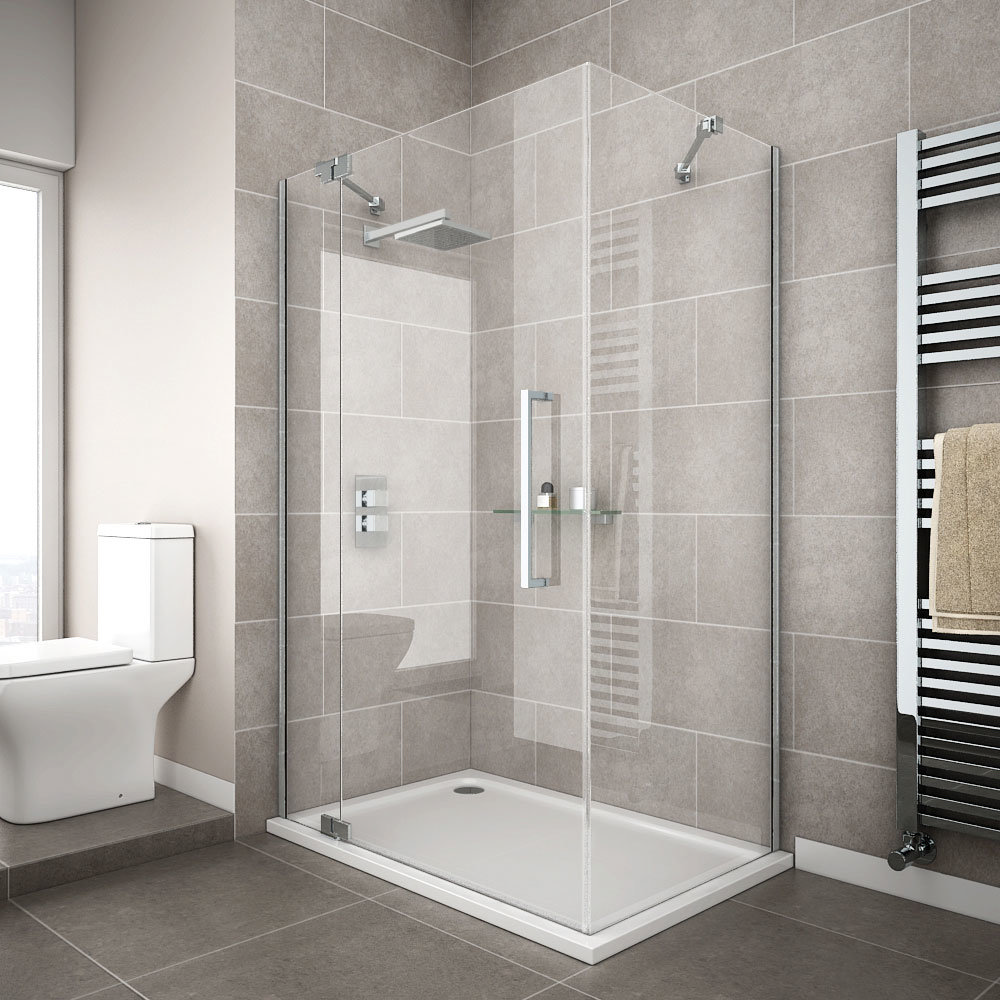 The Apollo Rectangular Frameless Shower Enclosure with hinged door 