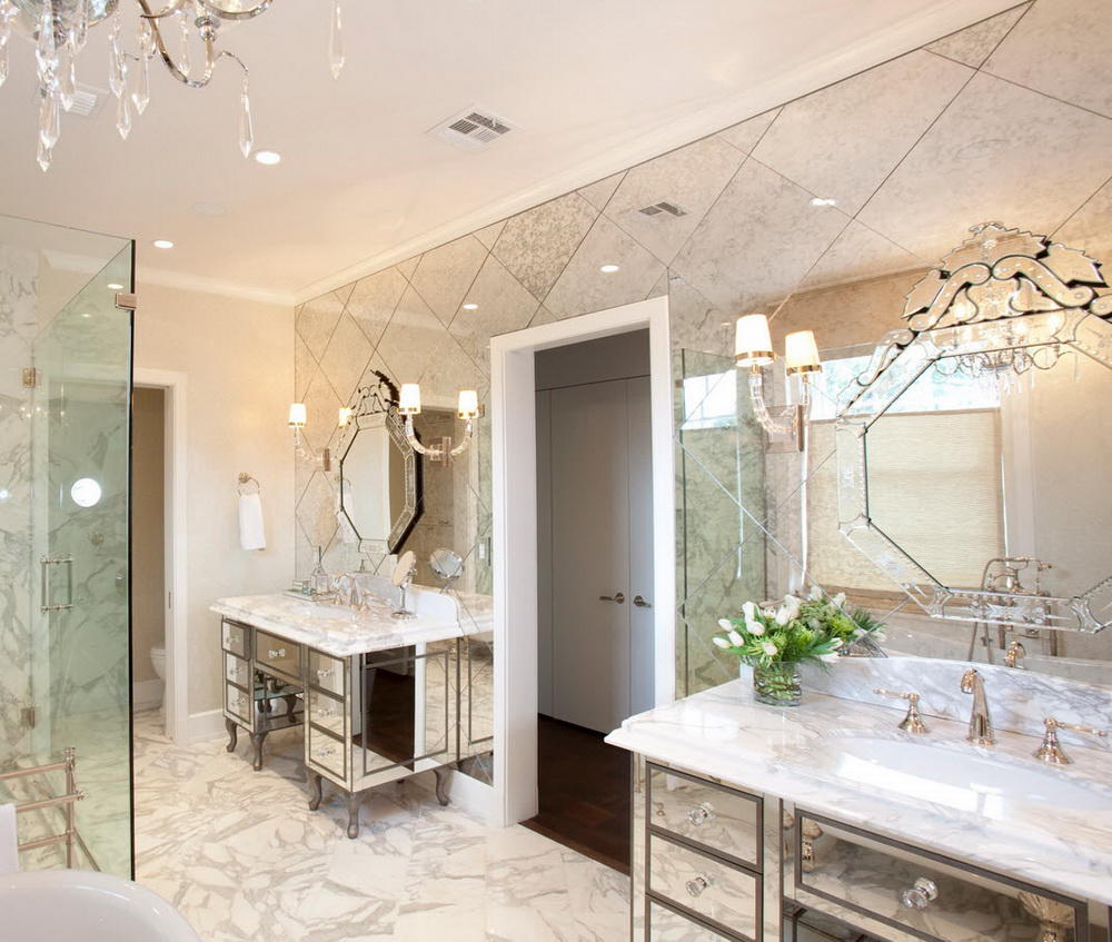 Сделать ванную комнату стильной и изысканной можно при помощи красивой декоративной зеркальной плитки