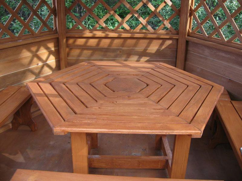 шестигранный стол для беседки