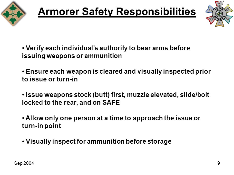 Armorer Safety Responsibilities